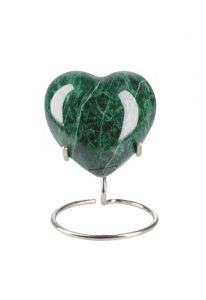 Groene mini urn hart 'Elegance' met natuursteenlook (incl. voetje)