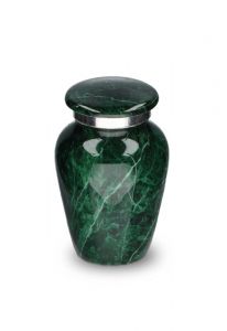 Kleine groene urn 'Elegance' met natuursteenlook