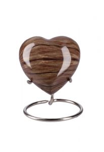 Mini urn hart 'Elegance' met houtlook (incl. voetje)