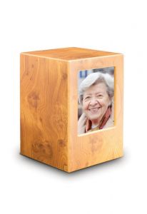 Grenenkleurige fotolijst box urn (MDF)