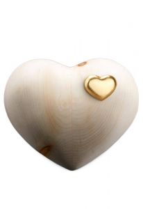 Hart urn van grenen met goudkleurig hartje