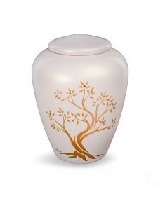 Glazen urn met Levensboom wit - symbool van verbondenheid