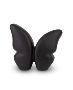 Kleine handgemaakte vlinderurn van keramiek - zwart