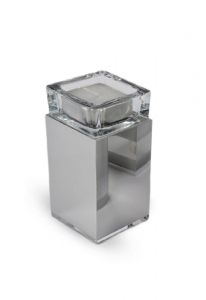 Waxinelichthouder mini urn aluminium vierkant
