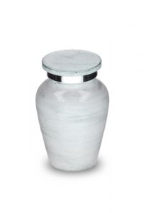 Kleine urn 'Elegance' met natuursteenlook wit-grijs