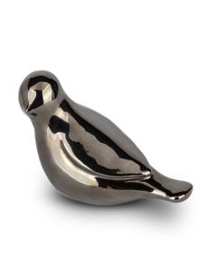 Keramische mini urn ‘Whistling Bird’ zilverkleurig