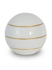 Glasfiber urn 'Atlas' wit met gouden lijnen
