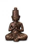 Boeddha urn 'Dai Nichi' met kaarshouder | brons- en zilverkleurig