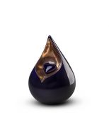 Donkerblauwe traandruppel mini urn 'Celest' | versch. afmetingen