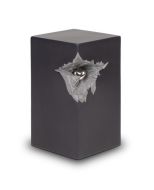 Keramische urn met zilverkleurig hartje - mat zwartgrijs