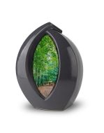 Keramische urn ‘Forever Framed’ donkergrijs - personaliseerbaar met afbeelding