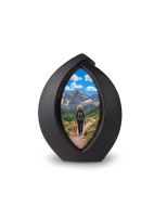 Keramische mini urn ‘Forever Framed’ matzwart - personaliseerbaar met afbeelding