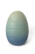 Handgemaakte keramische urn 'Cocon' blauw-groen