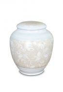 Mini urn van porselein 'Classica' met beige bloemmotief