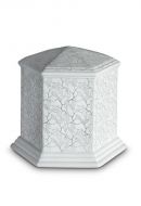 Mini urn van porselein 'Esagono' | Mat Platinumkleurige bladeren