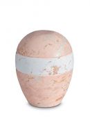 Porseleinen mini urn 'Planet' - Roze marmer motief