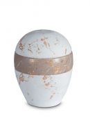 Porseleinen mini urn 'Planet' - wit en bruin marmer motief