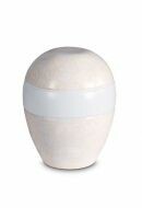Porseleinen mini urn 'Planet' - Beige bloemmotief reliëf