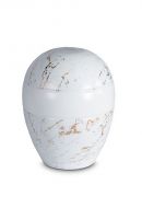 Porseleinen mini urn 'Planet' - Carrara marmer met goudkleurige aders motief