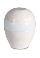 Porseleinen urn 'Planet' - Beige bloemmotief reliëf