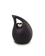 Keramische mini urn met zilveren hart