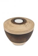 Handgemaakte mini urn 'Tolos' met kaarsje