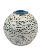 Handgemaakte urn van keramiek 'Ares' met kaarshouder - blauw