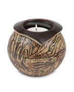 Handgemaakte kaarshouder mini urn 'Ares' bruin