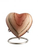 Hartvormige mini urn 'Elegance' met houtlook (incl. voetje)