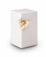 Witte keramische urn met goudkleurig hartje