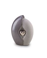 Keramische mini urn 'Zilveren hart'