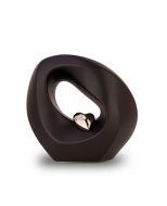 Keramische mini urn 'Oneindig' mat zwart met zilverkleurig hartje