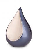 Traandruppelvormige urn 'Teardrop' metallic blauw