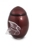 Bordeaux rode mini urn van kristalglas met vlinder