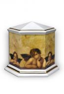 Mini urn porselein zeshoekig met engel