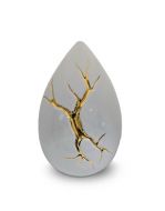 Traandruppel urn 'Kintsugi' wit met bladgoud