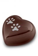 Dierenurn hart donkerbruin met pootafdrukken