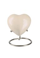 Mini urn hart 'Elegance' met parelmoerachtige afwerking (incl. voetje)