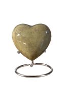 Beige mini urn hart 'Elegance' met natuursteenlook (incl. voetje)