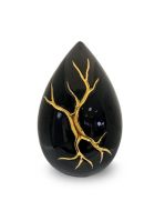 Traandruppel urn 'Kintsugi' zwart met bladgoud