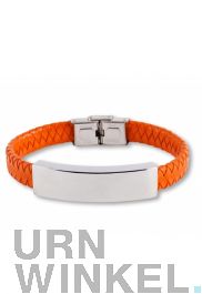 Gevlochten lederen as-armband 'Hart' voor man en vrouw